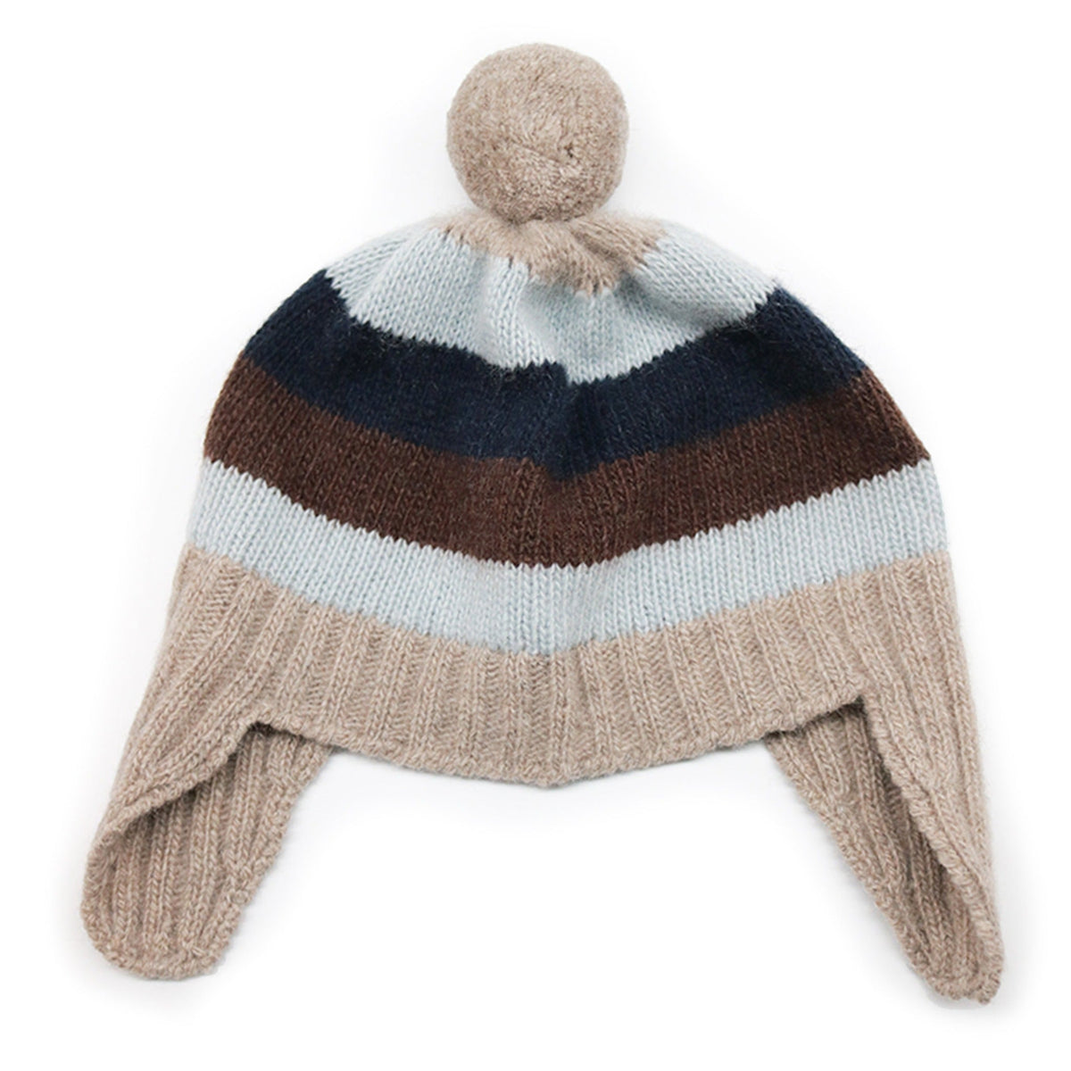 Baby Striped Earflap With Pom Pom