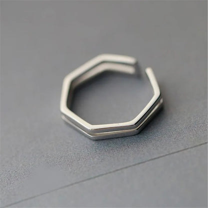 925 Sterling Silver Geometric Open Ring for Women