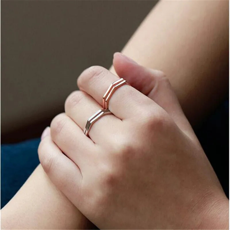925 Sterling Silver Geometric Open Ring for Women