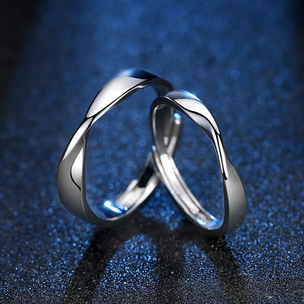925 Sterling Silver Twisted Band Ring for Couples