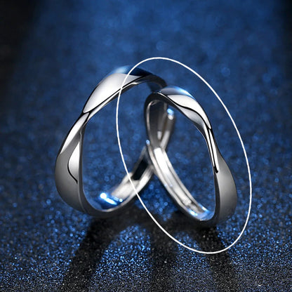 woman Gem Color 925 Sterling Silver Twisted Band Ring for Couples