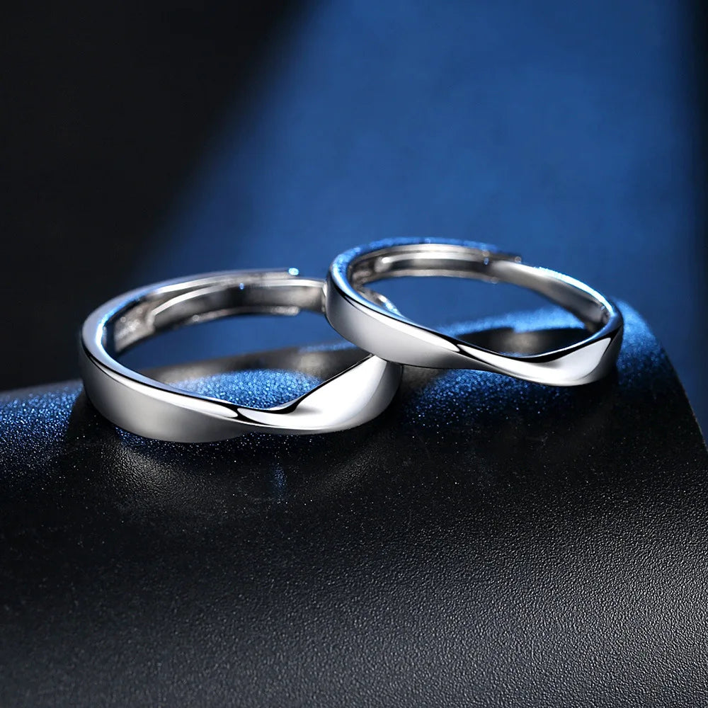 925 Sterling Silver Twisted Band Ring for Couples