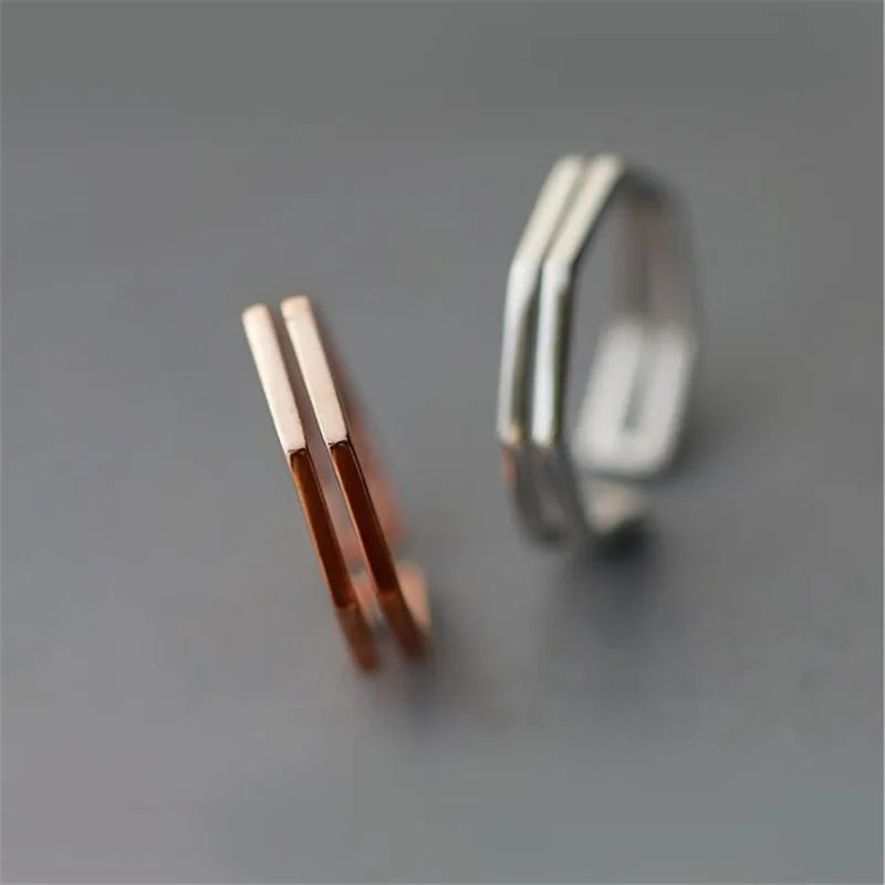 925 Sterling Silver Geometric Open Ring for Women