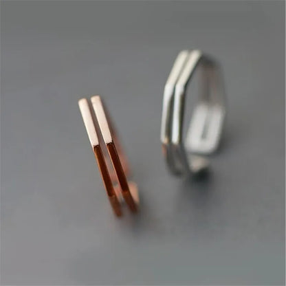 925 Sterling Silver Geometric Open Ring for Women