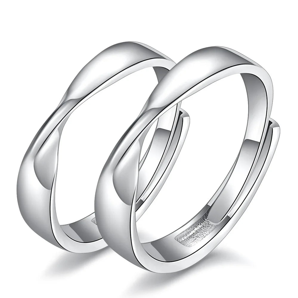 925 Sterling Silver Twisted Band Ring for Couples