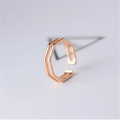 Rose Gold Gem Color 925 Sterling Silver Geometric Open Ring for Women