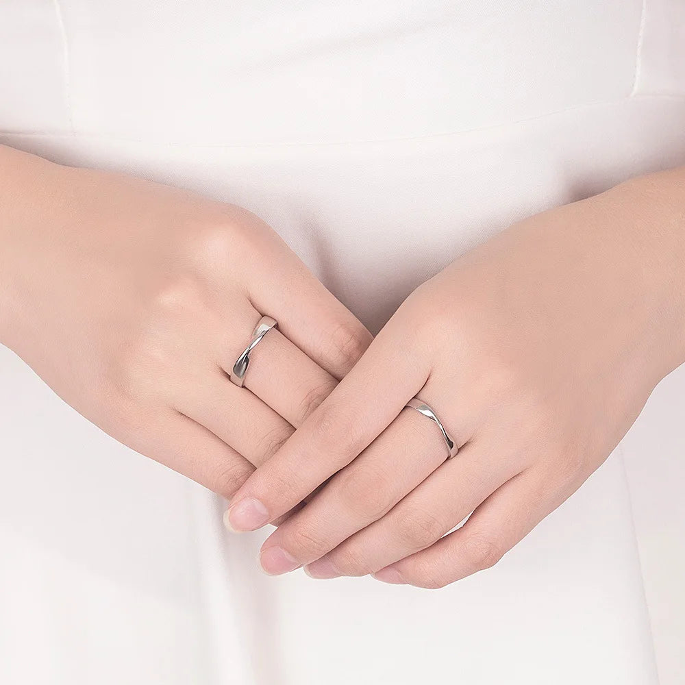 925 Sterling Silver Twisted Band Ring for Couples