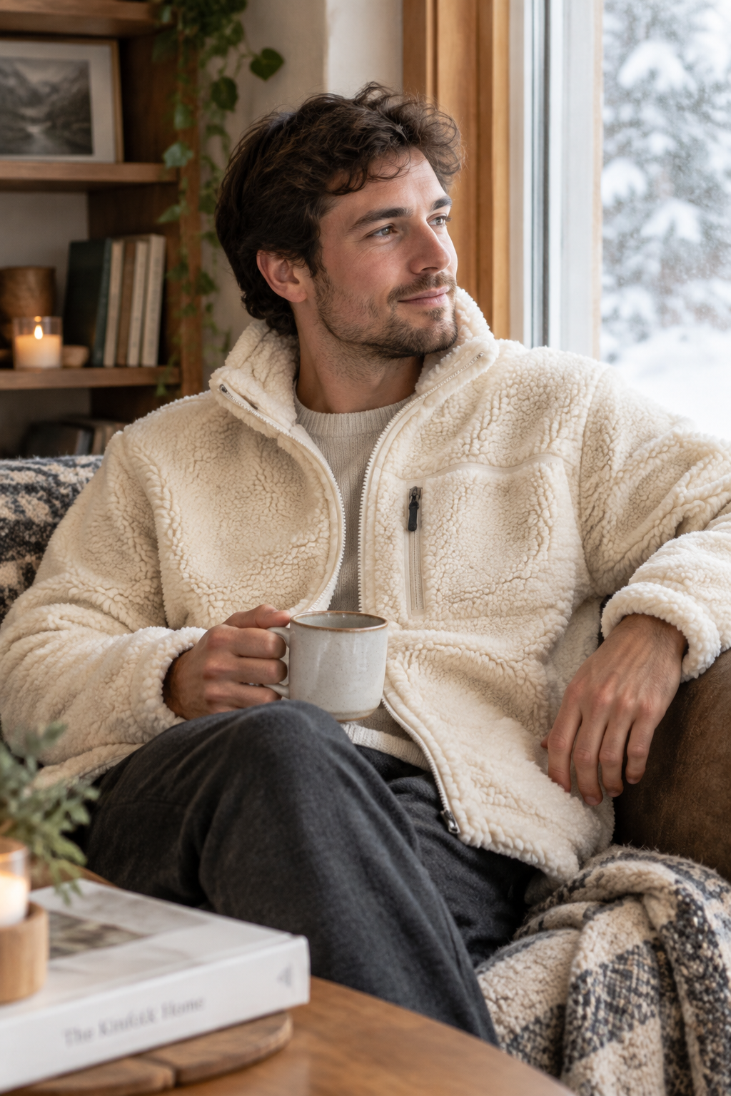 Cream Sherpa Fleece Jacket
