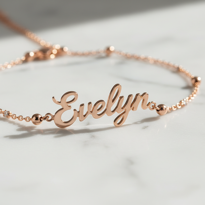Custom Name Bracelet Macro Detail