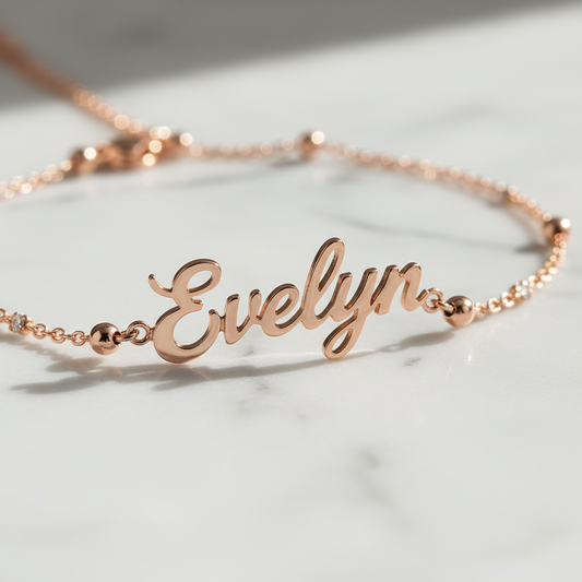 Custom Name Bracelet Macro Detail