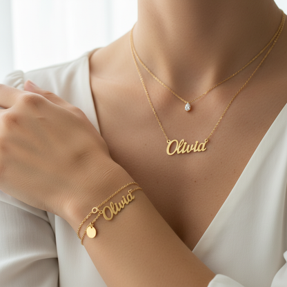 Custom Name Bracelet Matching Set