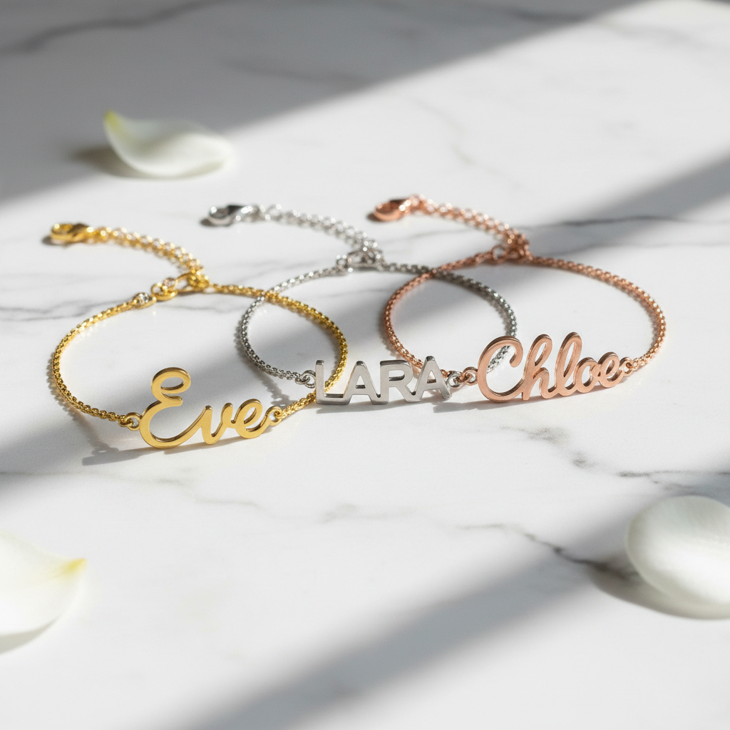 Custom Name Bracelet Three Metals