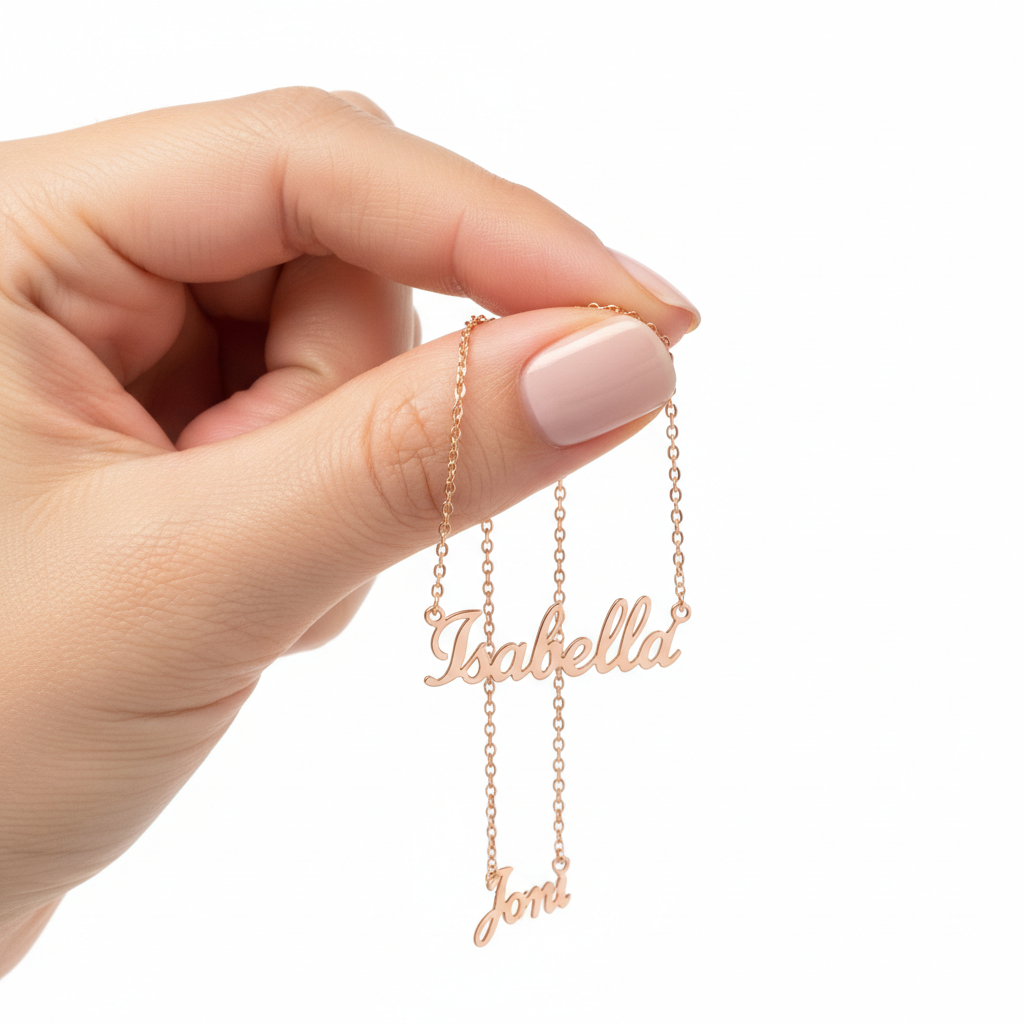 Custom Name Necklace Hand Hold