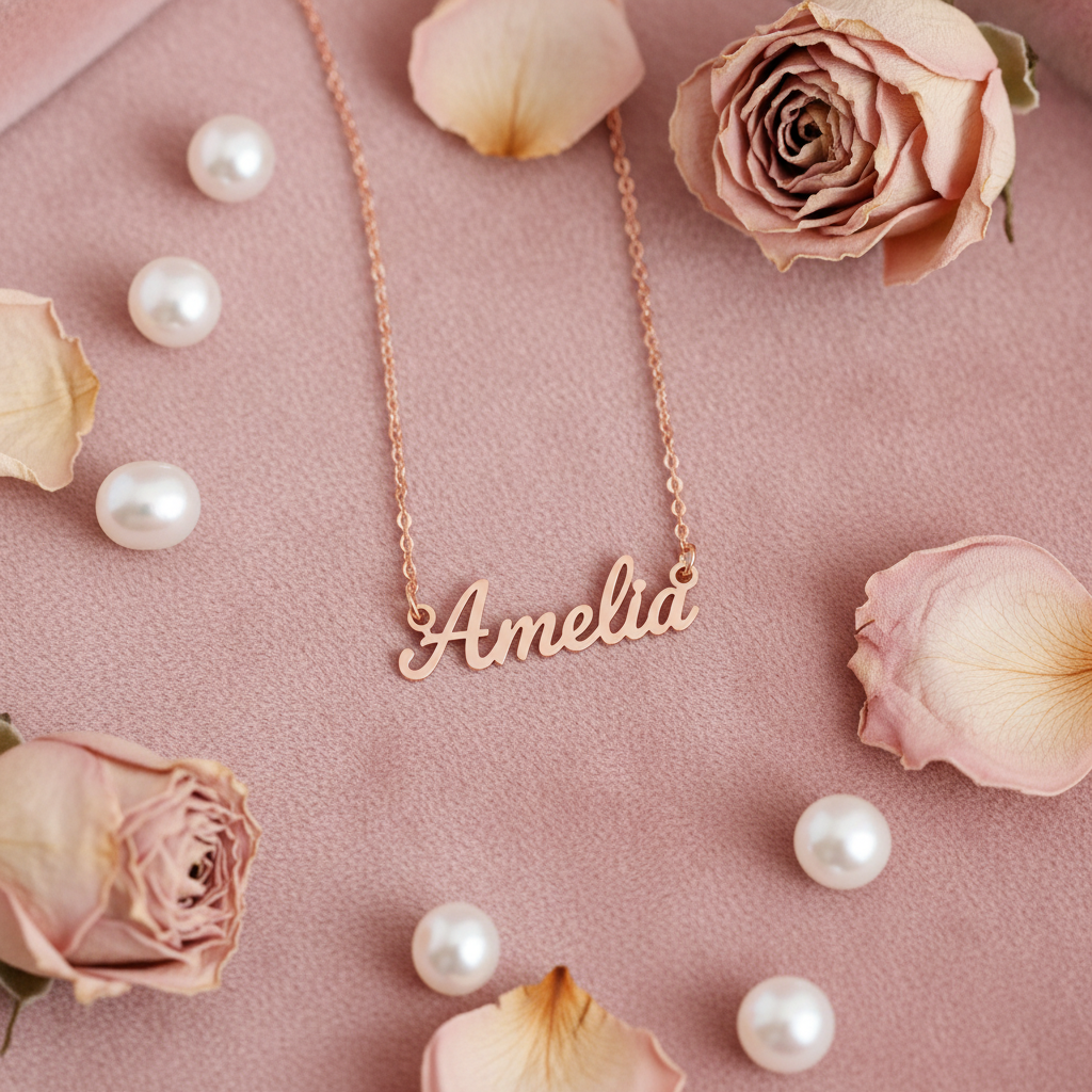Custom Name Necklace Rose Gold Romantic
