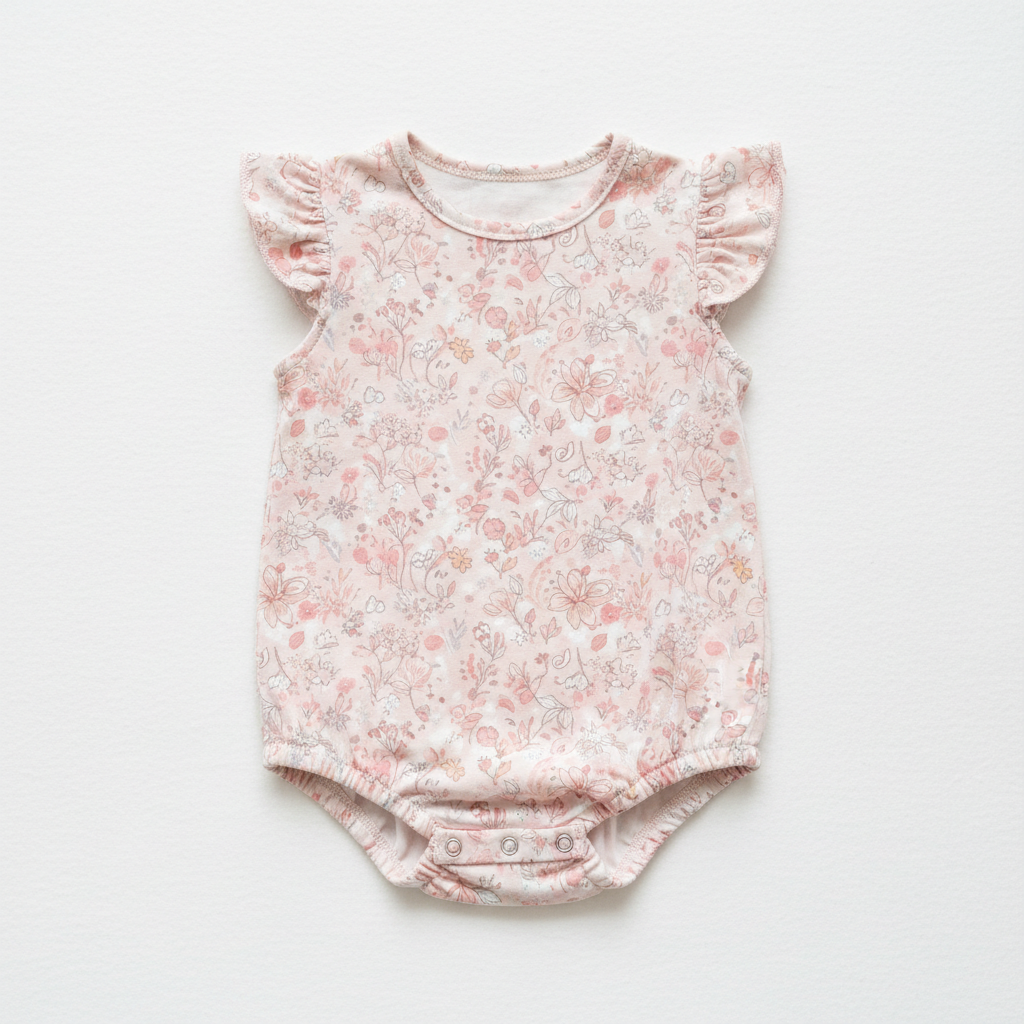 Baby Floral Romper in soft pastel floral print