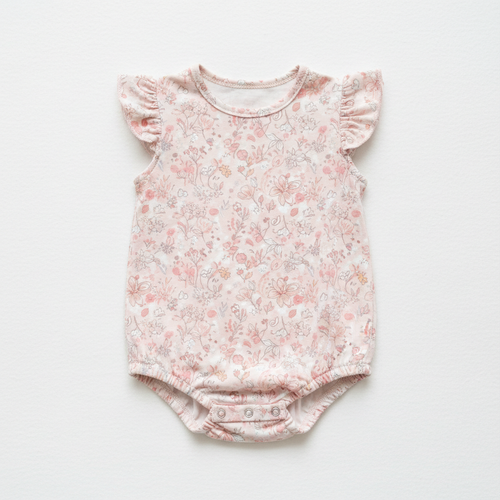 Baby Floral Romper in soft pastel floral print