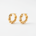 Twisted rope gold hoop earrings textured braided design