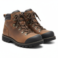 Men's hiking boots rugged brown leather ankle support thick rubber outsole