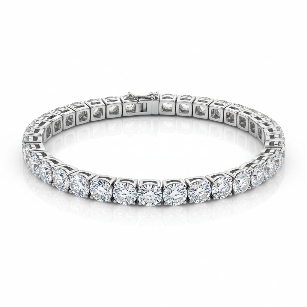 Diamond tennis bracelet row of sparkling diamonds silver setting