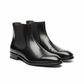 Men's Chelsea boots sleek black leather elastic side panels