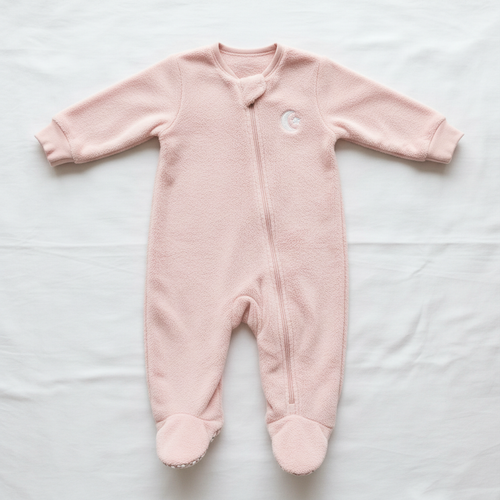 Baby sleeper pajamas soft pink zip-up footie cozy fleece