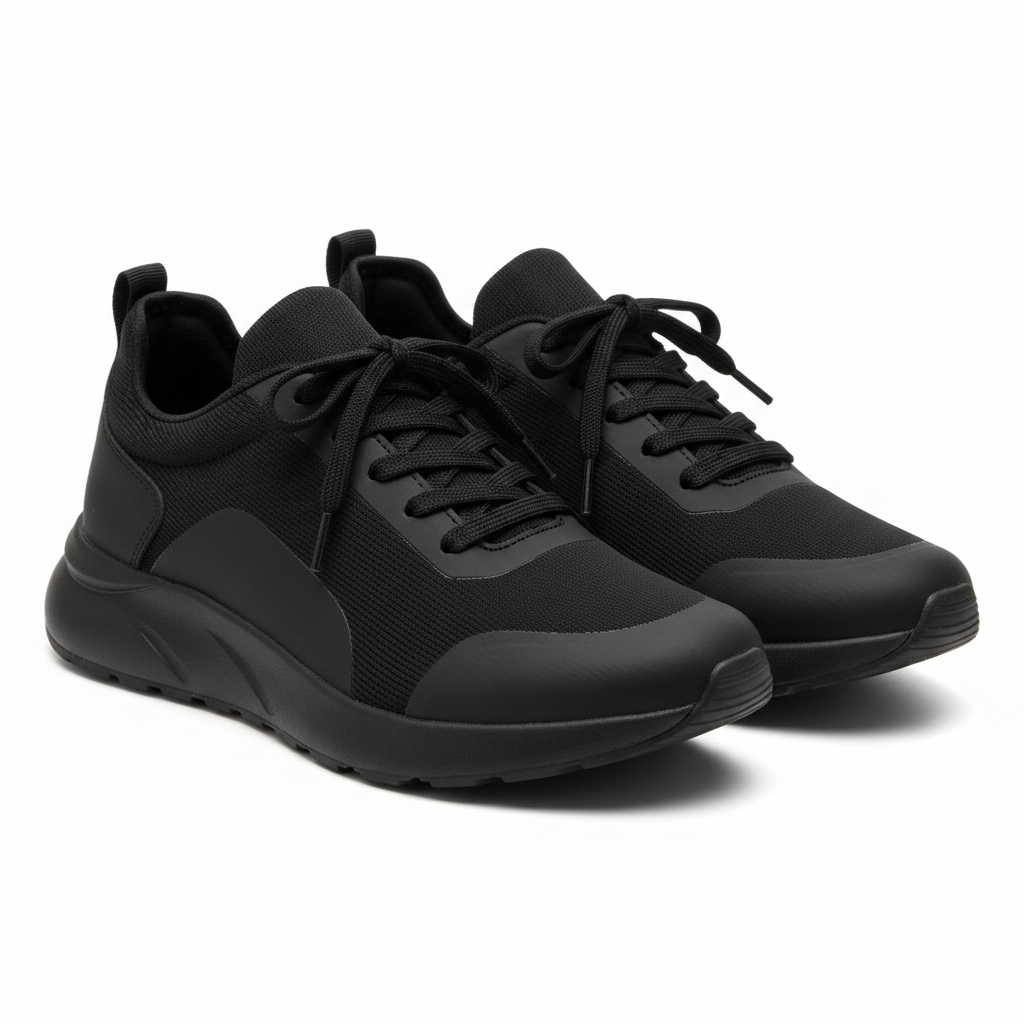 Women's black sneakers sleek all-black minimal lace-up