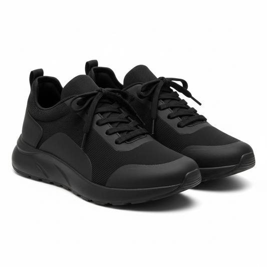 Women's black sneakers sleek all-black minimal lace-up