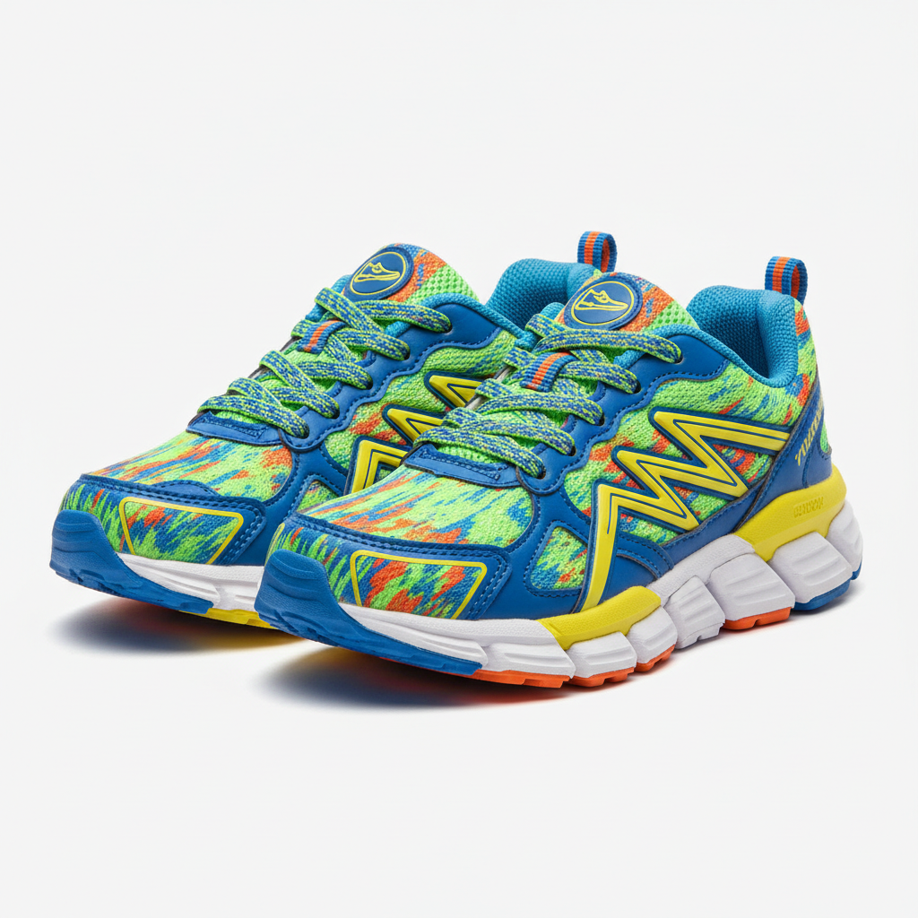 Kids athletic running shoes breathable mesh sporty design