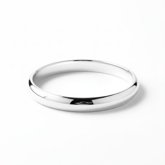 Silver bangle bracelet sleek minimal polished silver rigid