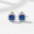 Sapphire blue diamond stud earrings deep blue gemstones silver setting