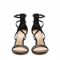Women's strappy heels elegant black thin straps stiletto heel
