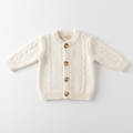 Infant knit cardigan soft cream white button front long sleeves