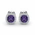Amethyst purple diamond stud earrings vibrant purple gemstones silver setting