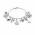 Charm bracelet silver chain with heart star butterfly and key charms