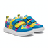 Colorful kids sneakers with velcro straps on white background