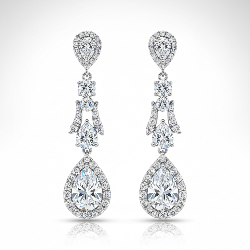 Diamond drop earrings elegant dangle sparkling stones