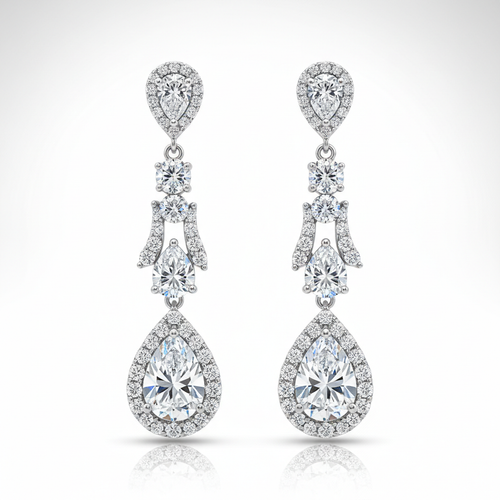 Diamond drop earrings elegant dangle sparkling stones
