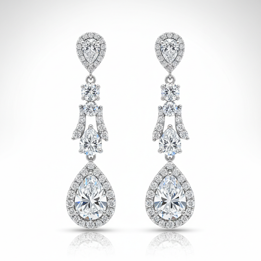 Diamond drop earrings elegant dangle sparkling stones