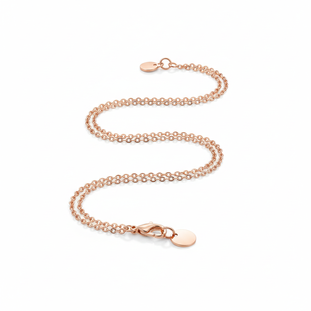 Rose gold chain bracelet delicate thin links warm rose gold finish