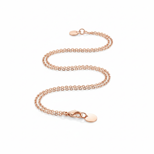 Rose gold chain bracelet delicate thin links warm rose gold finish