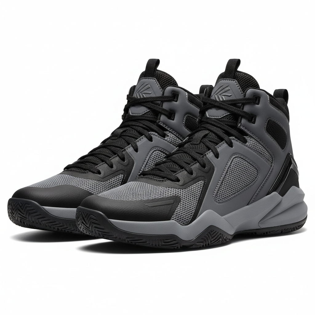 Men's high-top basketball shoes grey and black colorway