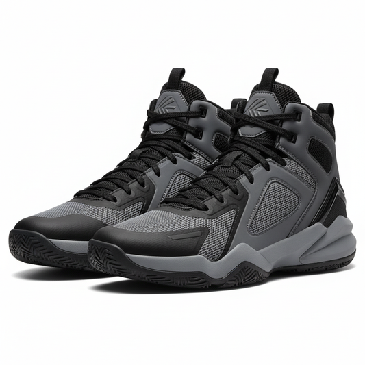 Men's high-top basketball shoes grey and black colorway