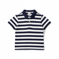 Kids striped polo shirt classic navy white stripes collar button placket