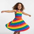 Kids rainbow dress colorful stripe cotton sleeveless sundress