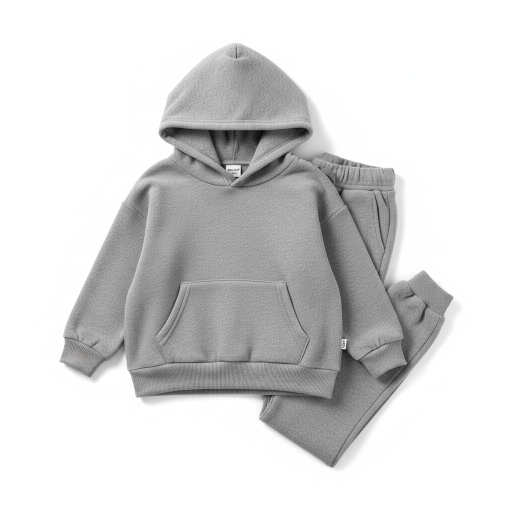 Kids jogger set matching hoodie and jogger pants soft grey fleece