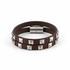 Leather wrap bracelet dark brown multiple wraps silver stud accents