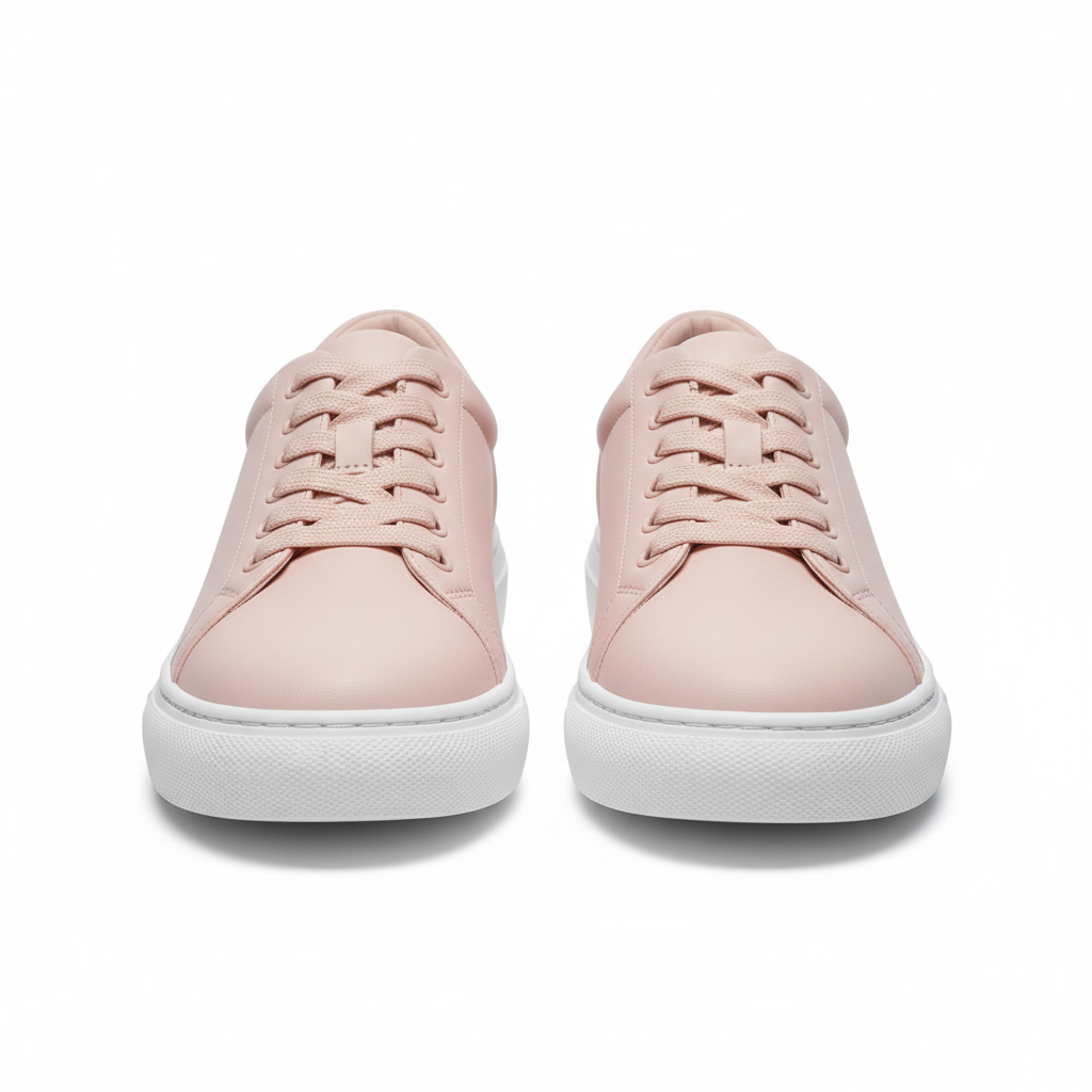 Women's pink sneakers soft blush pink lace-up white sole