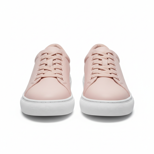 Women's pink sneakers soft blush pink lace-up white sole