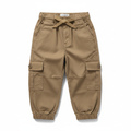 Toddler cargo pants khaki tan multiple pockets elastic waistband
