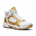 Men's high-top basketball shoes white and gold colorway